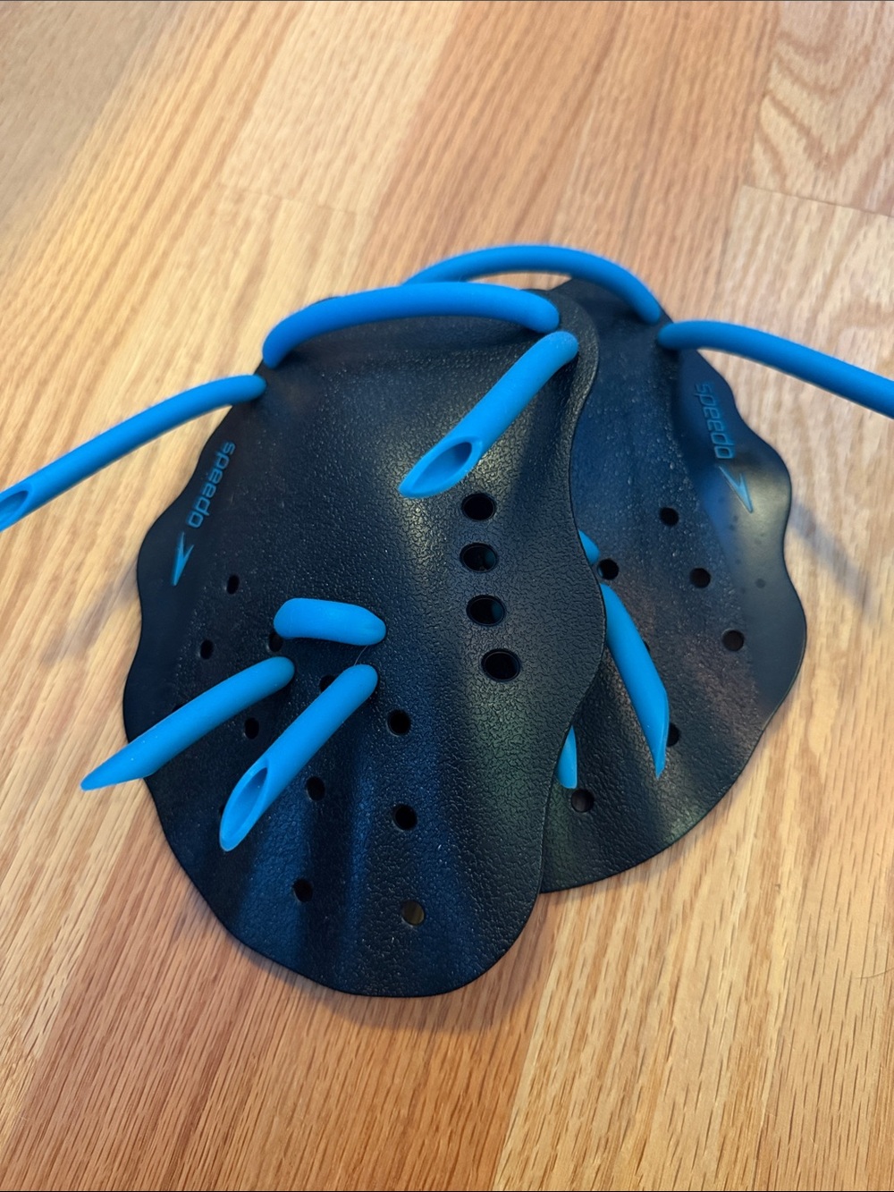 Speedo Black Swim Hand Paddles with Blue Straps